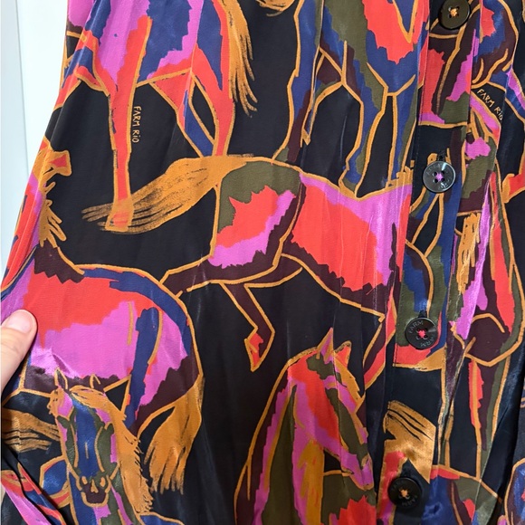 Farm Rio Wild Horses lightweight satin Jumpsuit - Multicolor - Picture 5 of 8